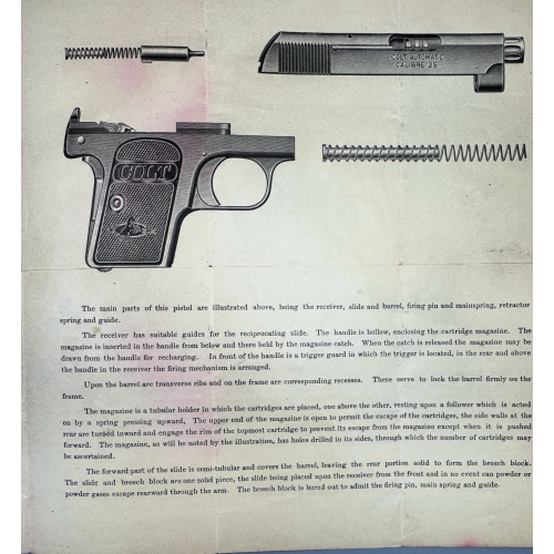 Commercial Colt Model 1908 Hammerless Vest Pocket Pistol .25 Year Made: 1920