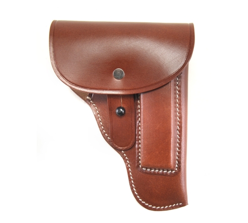WW2 GERMAN CZ 27 HOLSTER DATED 1942 BROWN LEATHER Expertly Handcrafted Replica