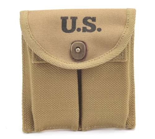 WW2 USGI WW2 .30 M1 CARBINE BUTTSTOCK TYPE POUCH KHAKI Dated 1942. REPRODUCTION